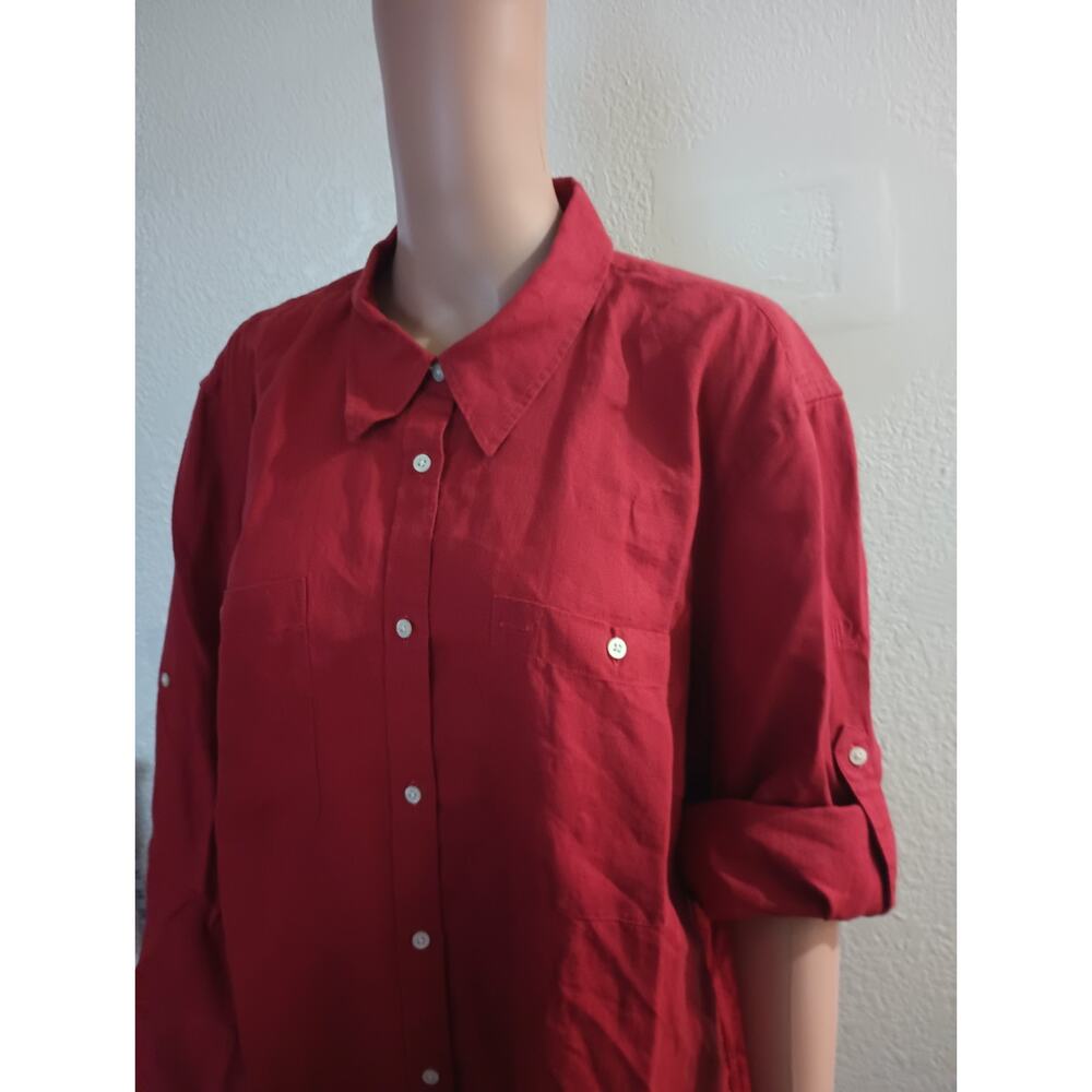 Lauren Red women Collared Long Sleeve Button-Up Shirt – Size 3X W012C - Picture 7 of 11